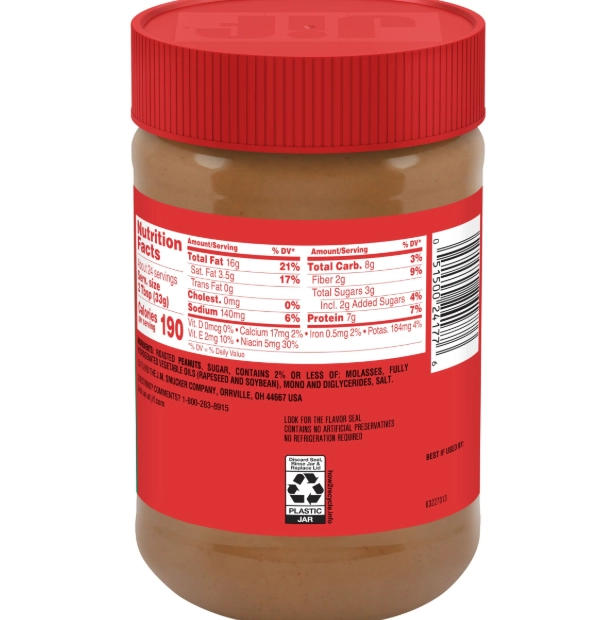 sodium in peanut butter brands