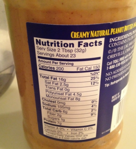 peanut butter calories per serving