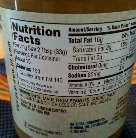 nutrition info for peanut butter